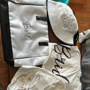 White Bride Tote, Hat, and Shirt Set